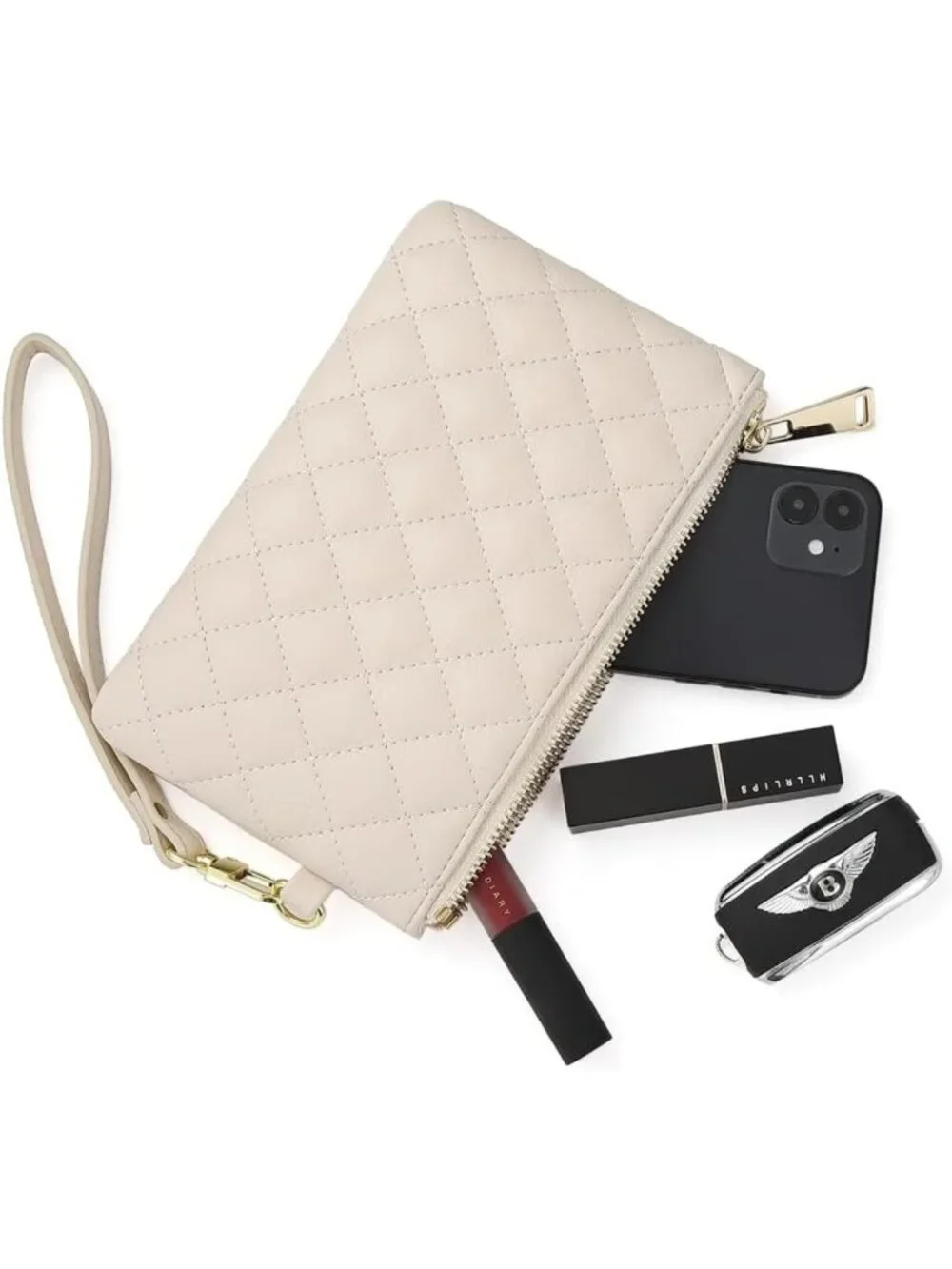 Genuine Leather Wristlet Clutch Bag with Card Slots & Phone Holder for Men